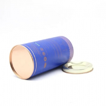 One Piece Paper Tube with Metal Base and Metal Lid